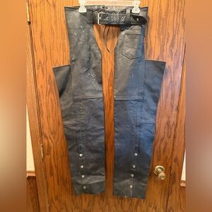 Hot Leathers Black Leather Biker Chaps